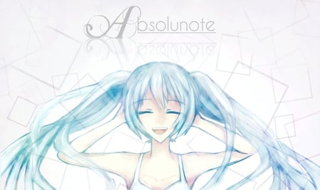 Hatsune Miku - aqua, music, anime girl, white, art, cool, aqua eyes, artistic, hatsune miku, song, vocaloids, program, vocaloid, beautiful, diva, dress, nice, beauty, twintail, singer, aqua hair, black, virtual, pretty, idol, anime, miku, cute, girl, closed eyes, cg, hatsune, blue, digital, awesome