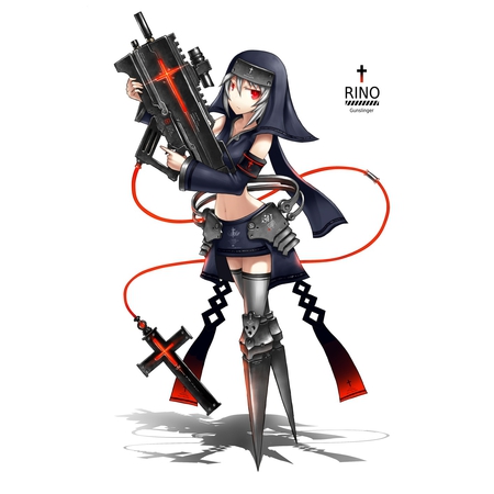 Gia - cross, gun, red, gia, anime, sister