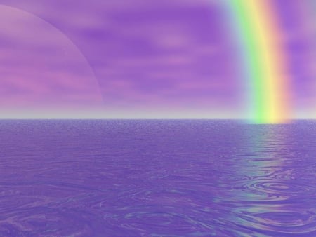 RAINBOW - rainbow, purple, surreal, 3d, ocean