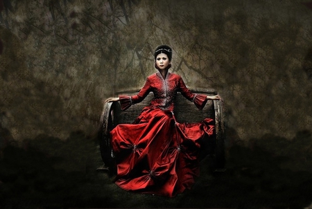 Regal Red - woman, regal, red, dress