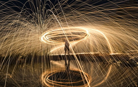 light raven - firey, nights, circle, fireworks, lights, gold