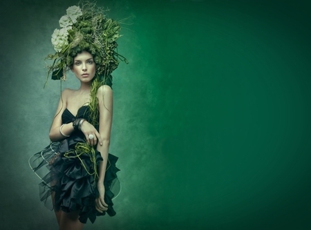 Green Lady - woman, green, lady, model