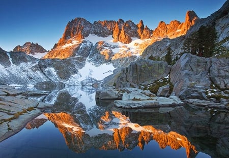 iceberg mountains - ice, brown, iceberg, lake, mountain, waters