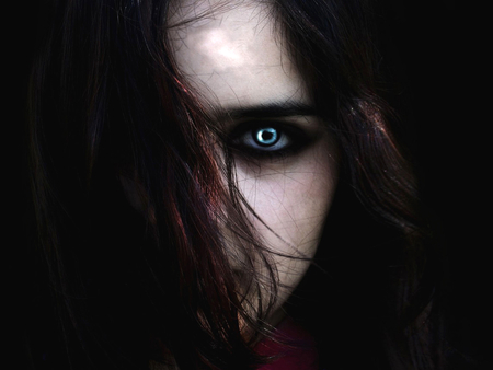 vampire - face, dark, eyes, hairs, vampire