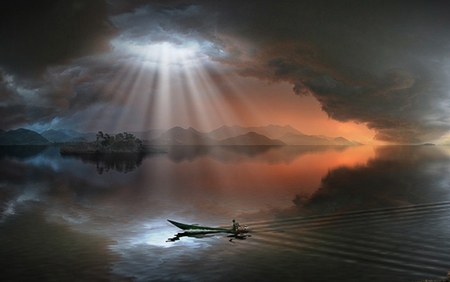 Magic Light - lake, light, magic, sky