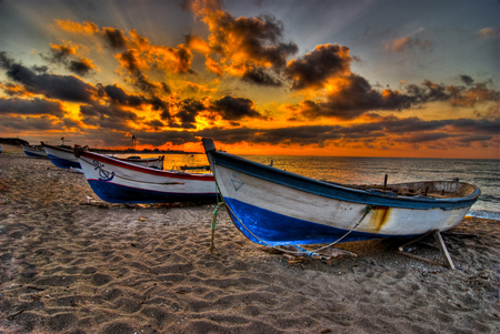 Harbour - nature, sky, beach, cano, clouds, sunset