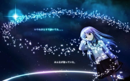 Angel - women, pretty, star, blue, angel beats