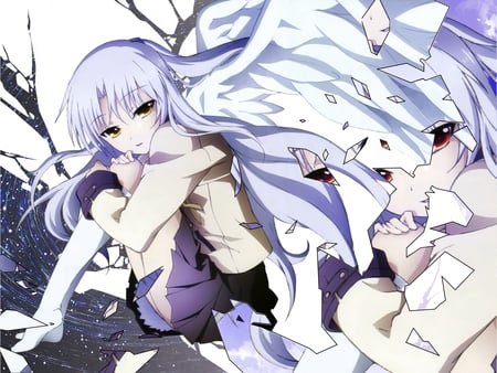 Angel - angel beats, women, blue, sad