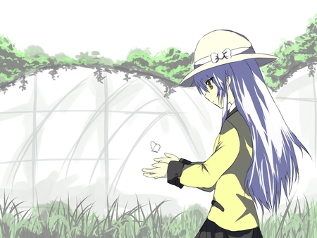 Angel in the Greenhouse - women, butterfly, angel, angel beats, anime