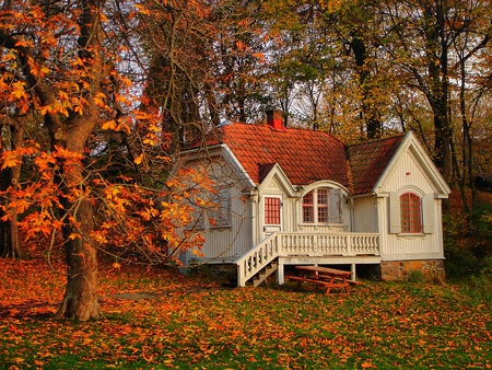 Autumn-HDR - nice, hut, beauty, season, autumn, trees, popular, photography, great, villa, amazing, view, pretty, cool, walk, architecture, hdr, house, grass, houses, landscape, pretty house, wallpaper, lovely, nature, forest, beautiful, leaves, scenery, colors