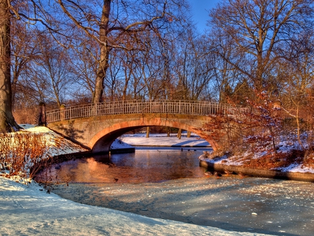 bridge in winter - water, nature, photography, cold, snow, bridge