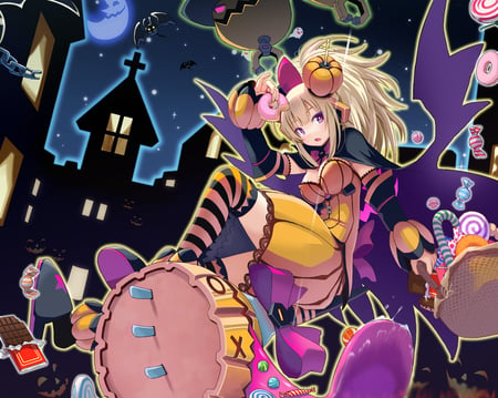 cosmic break - halloween, candy, cosmic break, pumpkin, anime, ghosts