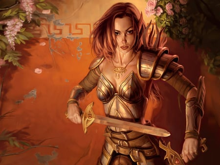 Fantasy Warrior - warrior, digital art, girl, sword, cg, fantasy, lady, woman, hd, action