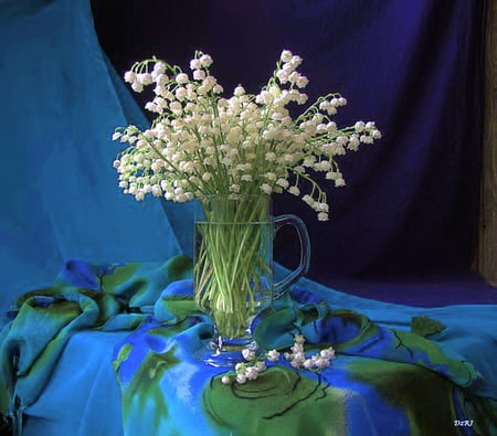 For Barb Fireangls4 - flowers, vase, white, blue, green, lily of the valley