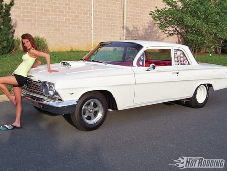 62 Biscayne - white, bowtie, model, gm