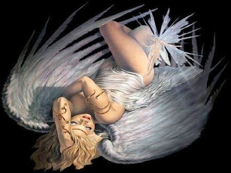 Fairy Watching Over Angel - abstract, angel, fairy, fantasy, other