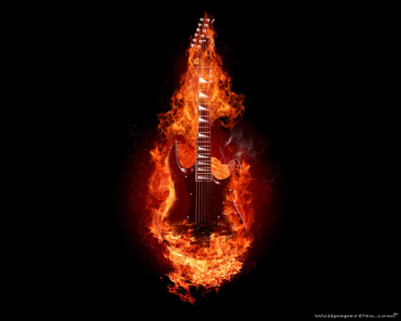 Guitar on fired - picture, guitar, 2011, 10, 16