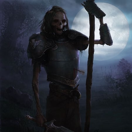 Zombie - skull, moon, death, reaper, grim, night, fantasy, dark, adventure, zombie, horror