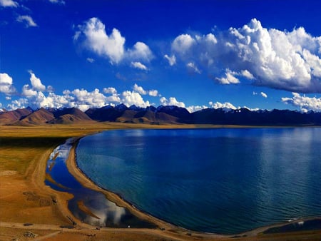 LOVELY LAKE - sands, sky, lake, clouds