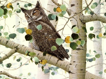 Eric Shepherd. Great Ðorned Owl - painting, nature, art, animal, owl, eric shepherd