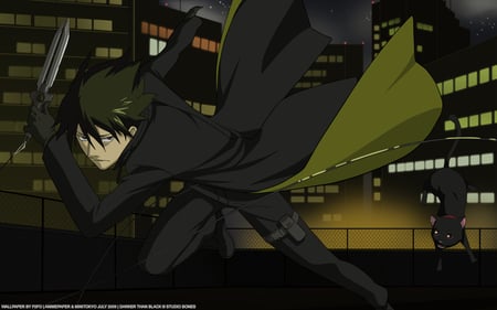 Darker Than Black ~ Hei & Mao - contractor, darker than black, mao, hei, kuro no shinigami, cat, bk201, black reaper