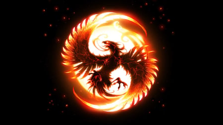 The Phoenix - fire, wings, phoenix, bird