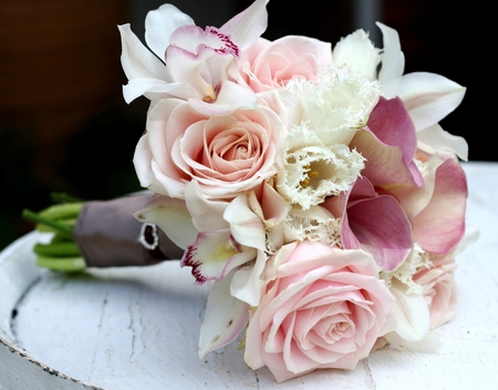 Lovely bouquet - roses, tenderness, beauty, love, bouquet, flowers, wonderful, tulips, bright, sweet gift, pink flowers