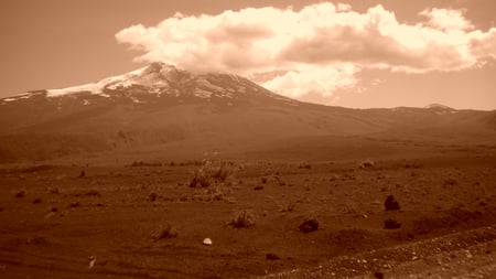 jarcor - sepia, clouds, volcano, beautiful