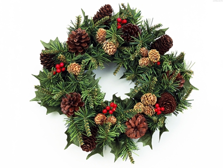 Christmas Wreath - berries, christmas, wreath, photography, pinecones, holly