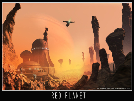 red planet - astronauts, moon, base, ship