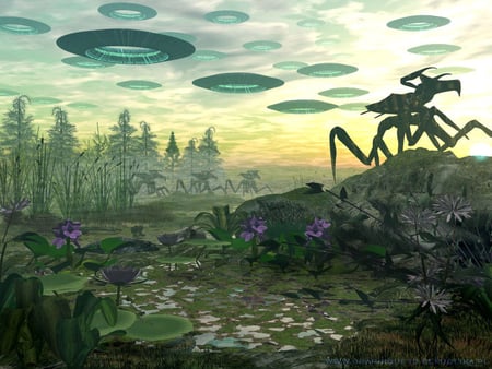 we're going to war - rocks, spaceships, arachnid, clouds, trees