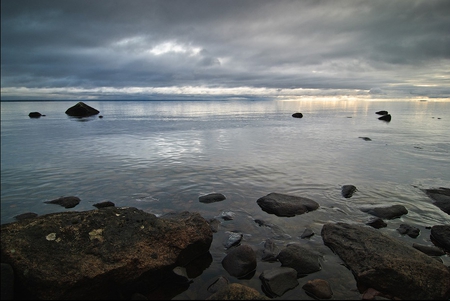 Cloudy day - clouds, lake, cloudy, day, sky