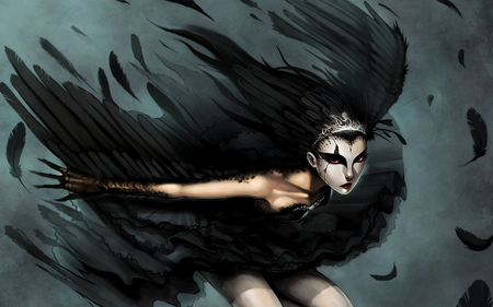 Black Swan - abstract, fantasy, woman, black swan, beautiful, swan