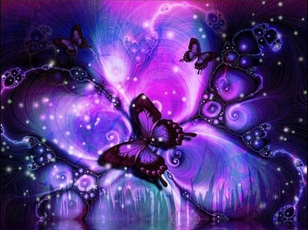 ANOTHER - purple, burst, wallpaper, butterfly