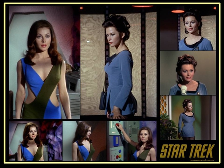 L to R Sherry Jackson as Andrea and Marianna Hill as Dr. Helen Noel - star trek, marianna hill, sherry jackson, tos, classic trek