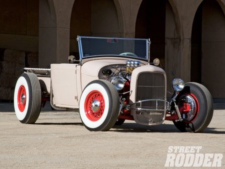 Roadster Picked Up - 29, red rims, ford, white wals