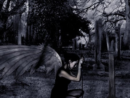 Remorse - remorse, dark angel, sadness, death, girl, angel, gothic, fantasy, abstract, dead angel