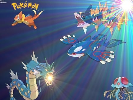 Aqua Advanture - pokemon, advanture, aqua, kyogre, sharpedo, tentacruel, carvanha, buizel