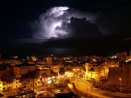 Lightning in Canary Island - canary island, nature, spain, night, torment, lightning, sky