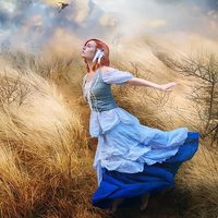 girl in blue dress