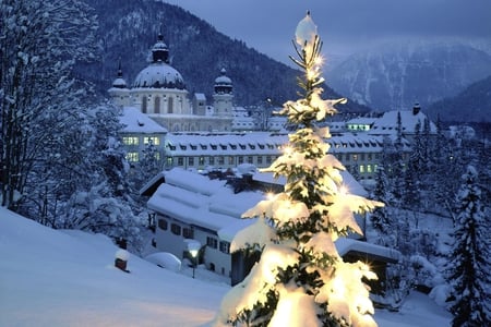 Village at Christmas - nature, village, snow, winter, tree, christmas