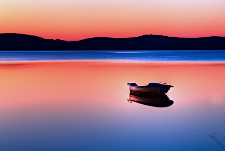 Nature Calm - colours, boatphotography, sunset, shades, beautiful, boat, gert lavsen, peaceful