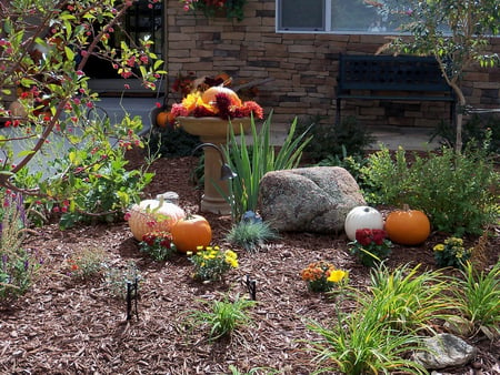 Fall - fall, frontyard, decoration, home