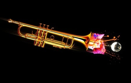 Playing Flowers of Tunes - flowers, music, trumpet, instrument, brass, tunes, gold, copper