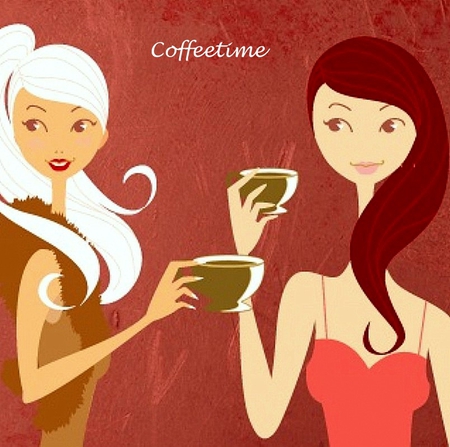 Coffeetime - women, woman, coffee time, abstract, 3d