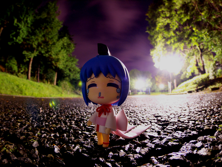 The Crossing - girl, dark, photography, anime, toy, road, cute