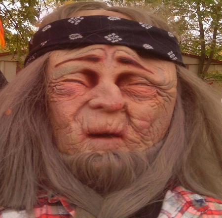 Halloween biker - scary, beard, bandana, long hair, gray