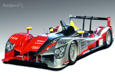 audi tdi race car - red, silver, silver alloys, black, yellow, single seater, mid engine, sponsorship