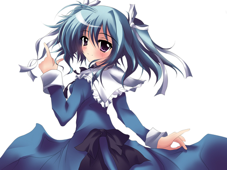 Cute anime girl - cute, blue dress, sweet, anime, twintails