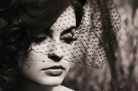 LADY in BW - veil, woman, vintage, photography, bw, beauty